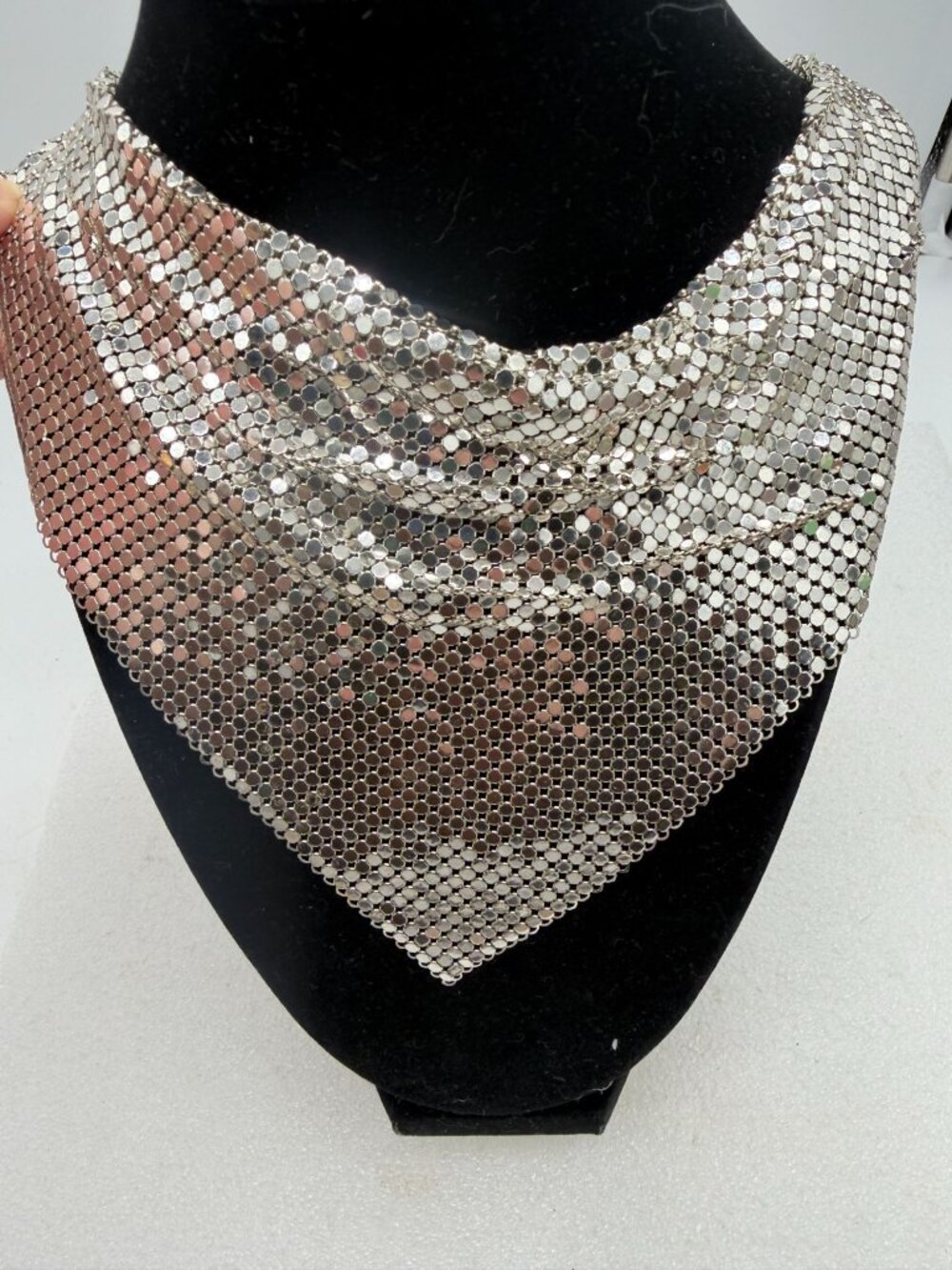 Vintage Liquid Metal Mesh Chainmail Scarf Necklace-AS IS READ